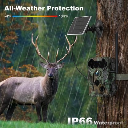 Waskame S29-BG 4G/LTE Trail Camera Hunting Camera with Solar Panel 32MP 2.4" TFT IP66