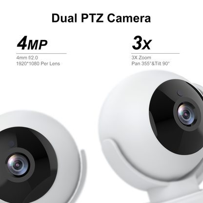 Waskame T15 Indoor Dual Lens Smart Security Camera with PTZ 4MP