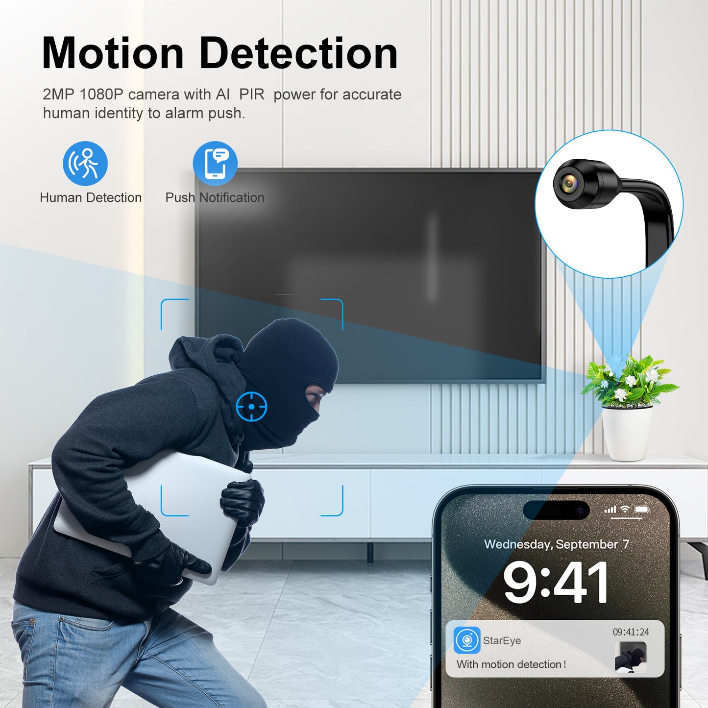 Waskame X7B Indoor Mini Hidden Security Camera 2MP