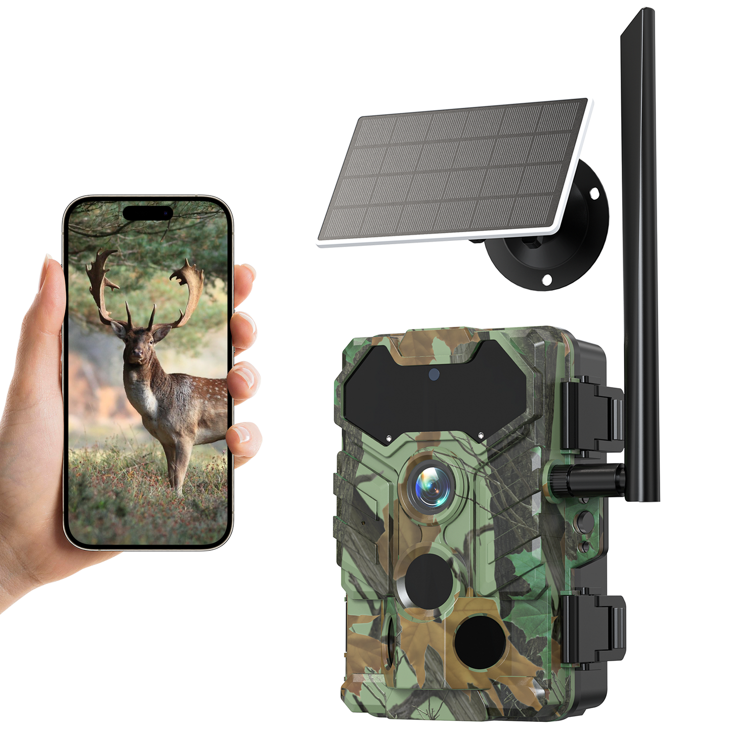 Waskame S29-BG 4G/LTE Trail Camera Hunting Camera with Solar Panel 32MP 2.4" TFT IP66